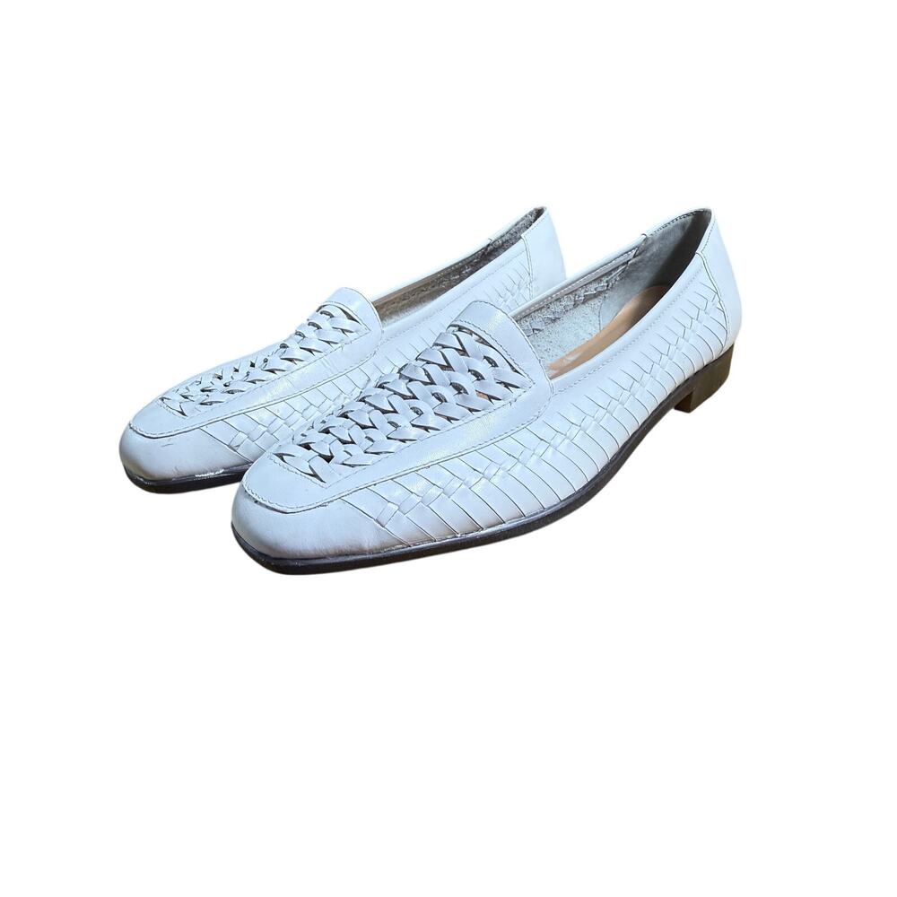 VTG Westies White Woven Leather Loafers Flats Made in Brazil Cottagecore 90s 6.5